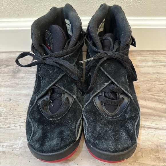 Nike Air Jordan 8 VIII Retro Bred Black Red GS‎ Size 7y Sneakers 305368-022 - Picture 3 of 16
